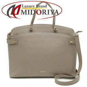 Furla Leather 2way Leather Handbag Gray Tan